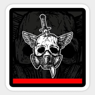 Tattoo style skull in gasmask Sticker